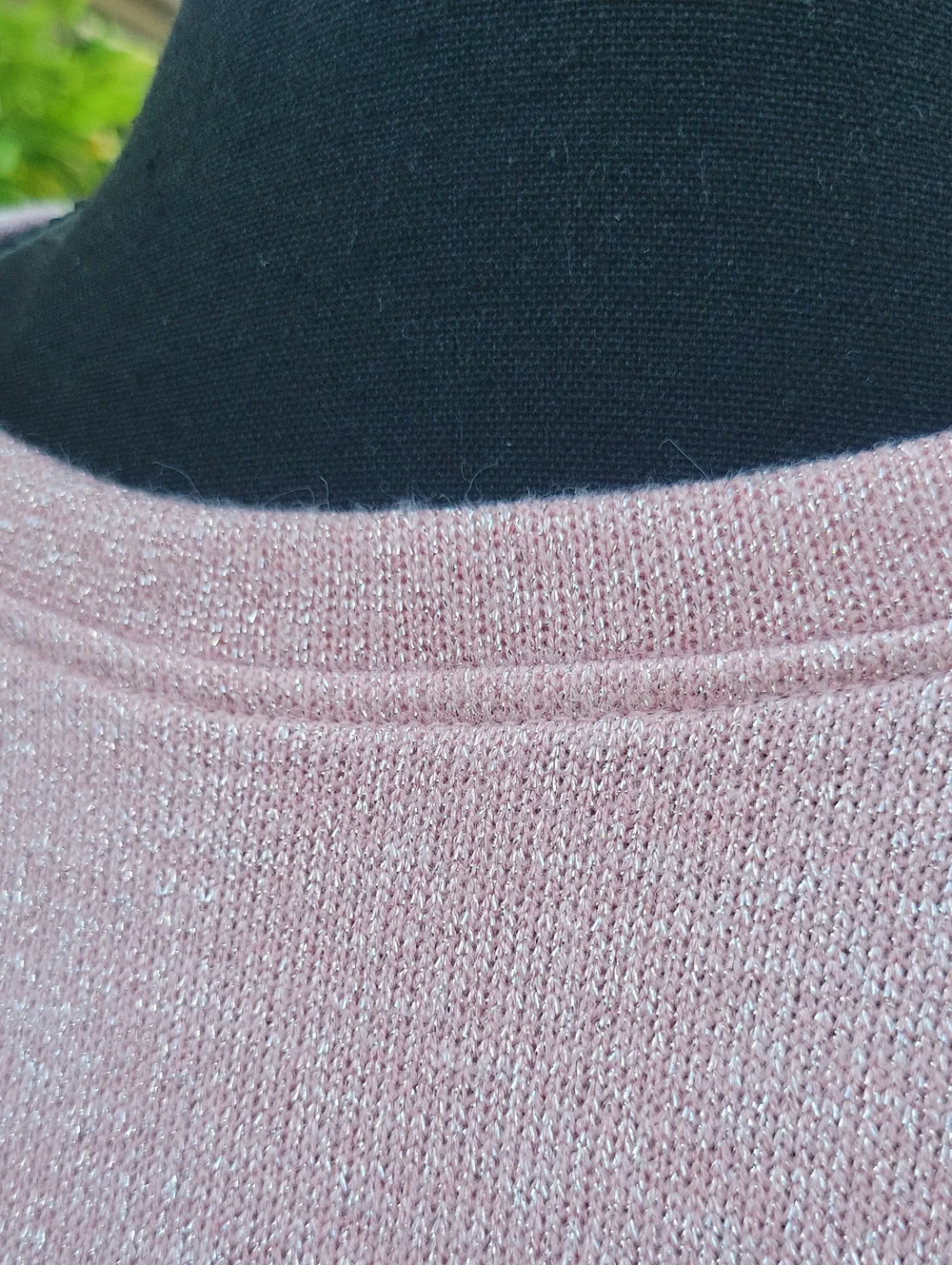 1. State Pink Puff Short Sleeve Sweater Top With Silver Metallic Weave M